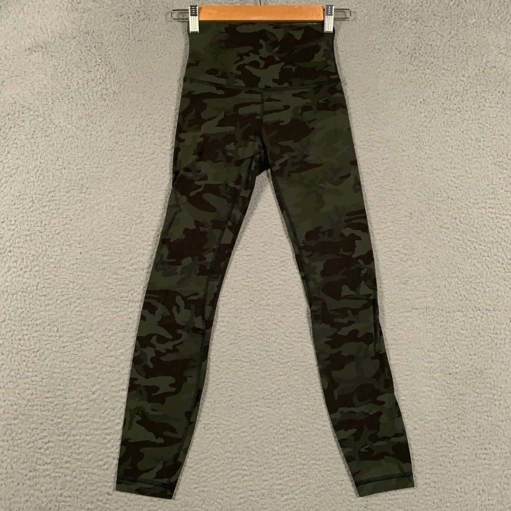 Lululemon Align Pant Women's 2 High-Rise Green Camo Yoga Leggings Nulu Soft 25"
